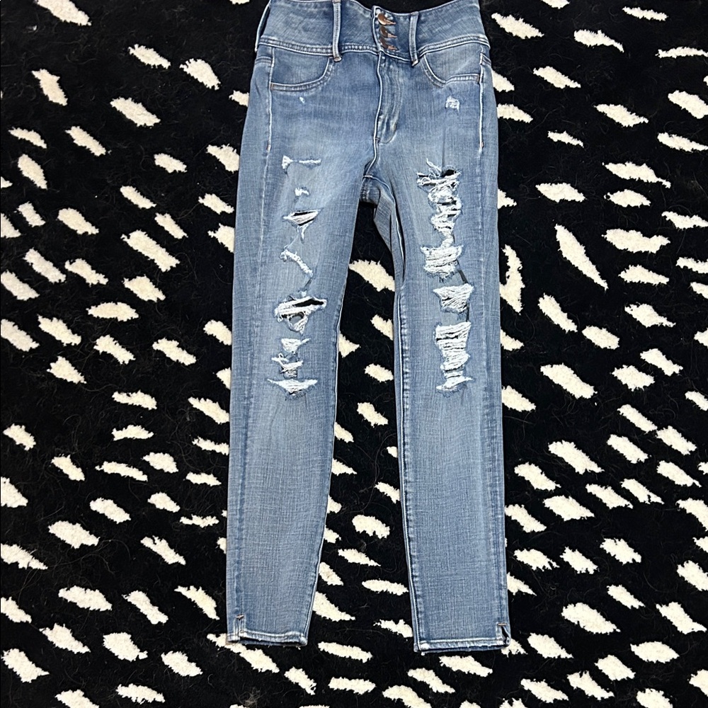 American Eagle Outfitters Light Blue Ripped Skinny Jeans